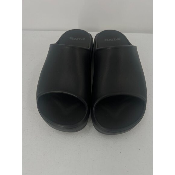 VS Pink 7/8 Black EVA Slide Sandals Platform Chunky Pool Shower Beach Shoes - Picture 9 of 10
